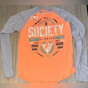 Society Orange and Gray long sleeve top Shirt